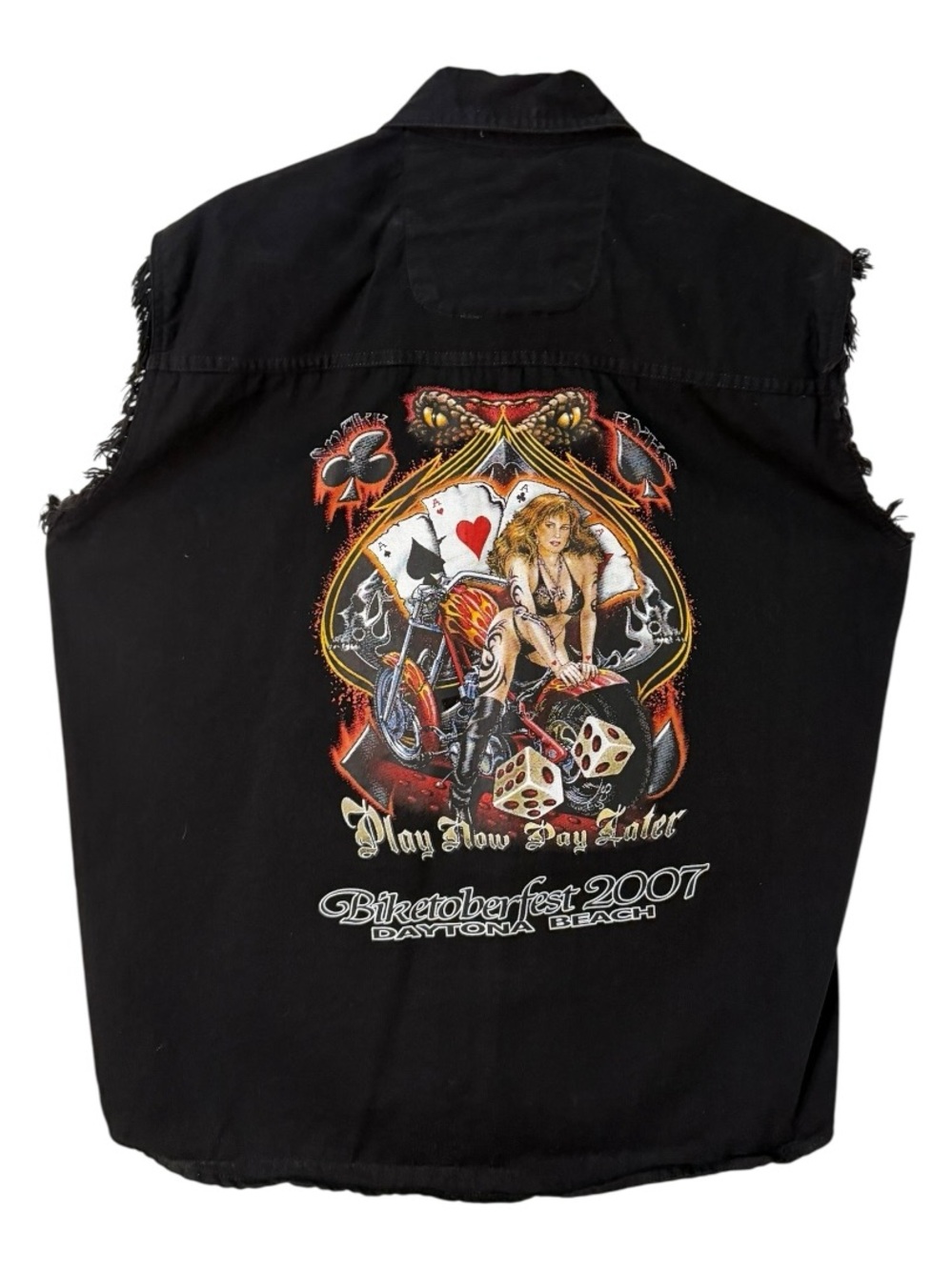2007 Biketoberfest Daytona Beach Motorcycle Biker Vest Black Sleeveless Shirt L